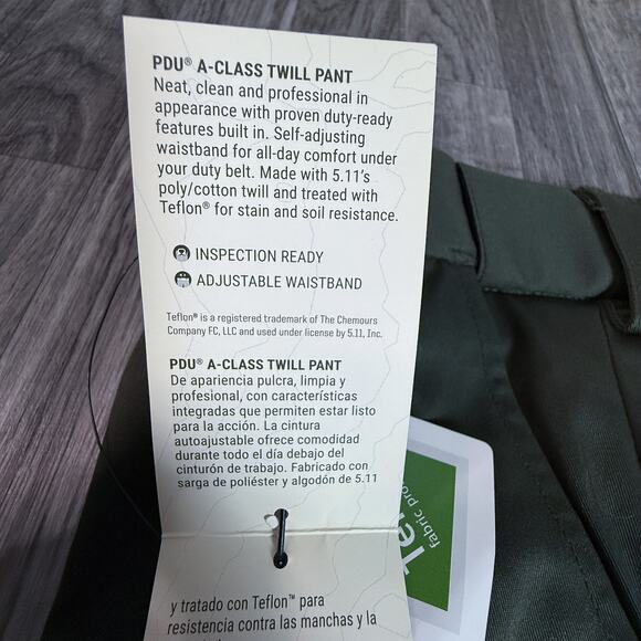 NWT 5.11 PDU A‑Class Twill Pant 35 Unhemmed Sheriff Green Straight Fit Uniform - Picture 8 of 13